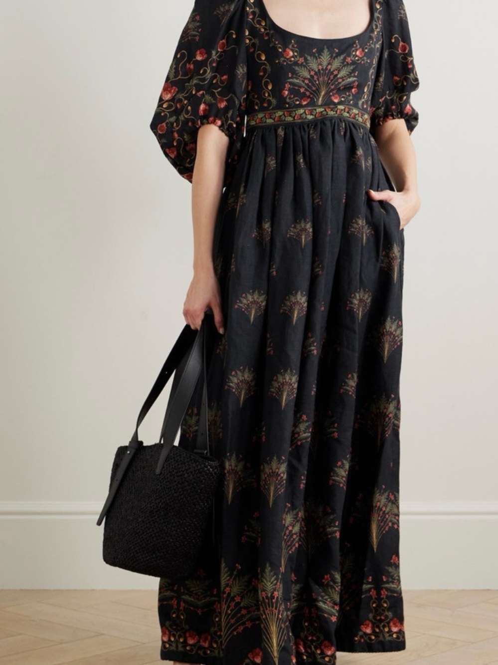 Agua by Agua Bendita Black Floral Maxi Dress